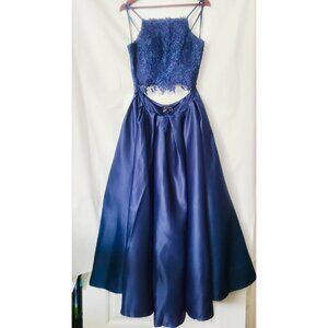 PROM DRESS Dave and Johnny, Navy, Two-Piece, Full Skirt, Bejeweled